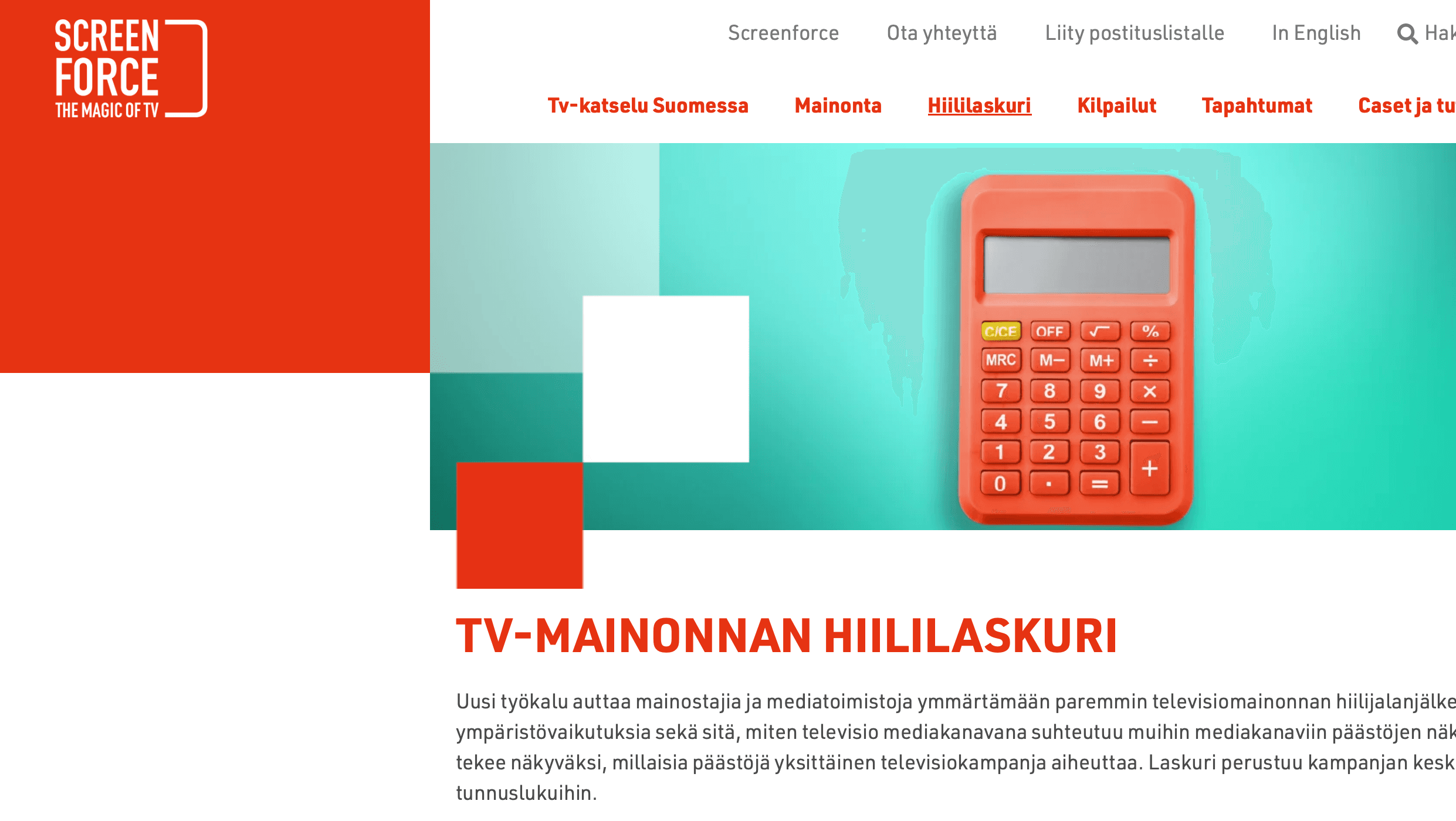 Oletko huomannut, että suomalaisella tv-mainonnalla on nyt oma hiilijalanjälkilaskuri?